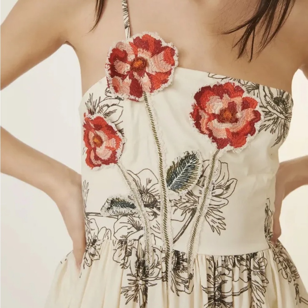 Anthropologie Floral Maxi Dress - Cream and Red - Picture 3 of 11